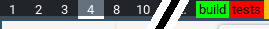 Waybar showing "build" in green and "test" in red